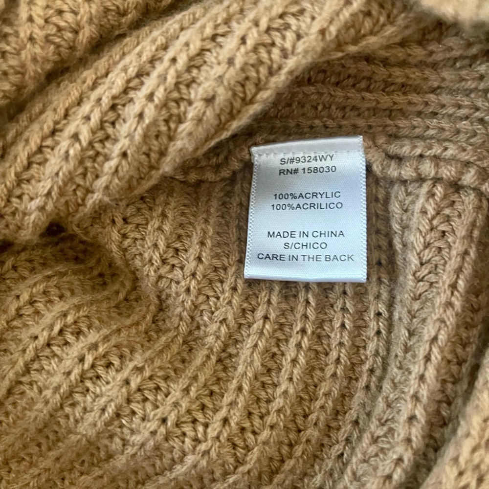 Batwing Loose Fit VNeck Knit Sweater With Fun Knotted Back | Beige | Small - Picture 6 of 6